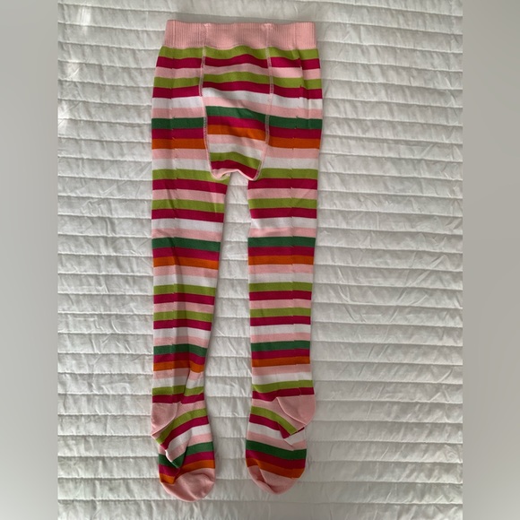 Gymboree Striped Tights Stretchy Pull On Pink Green Orange White Girls M/L - Picture 5 of 12